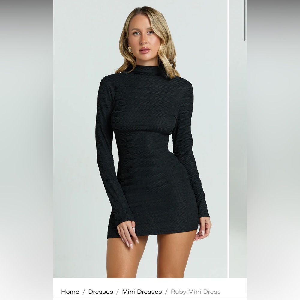 Showpo Black Ribbed Mini Dress